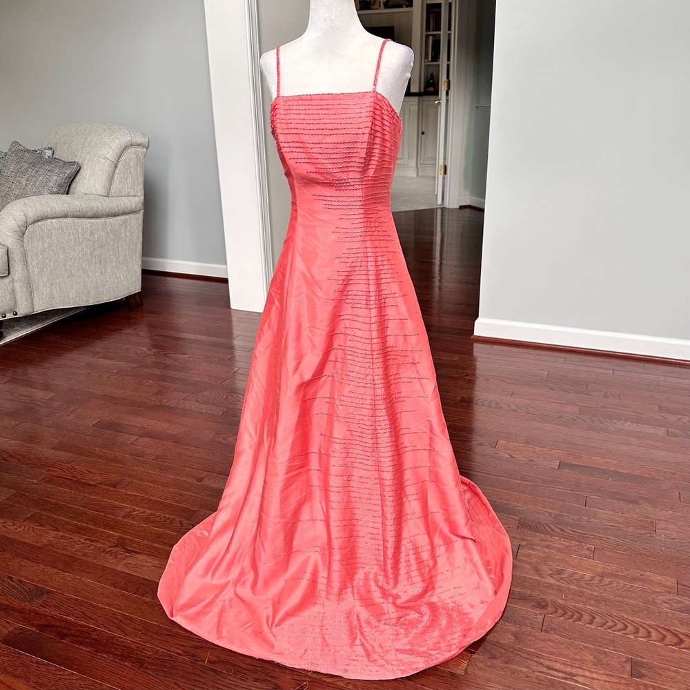 Vintage Y2K‎ Pinky & Me Peach Beaded Formal Gown Dress Embellished